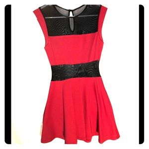 Red and black sheer dress
